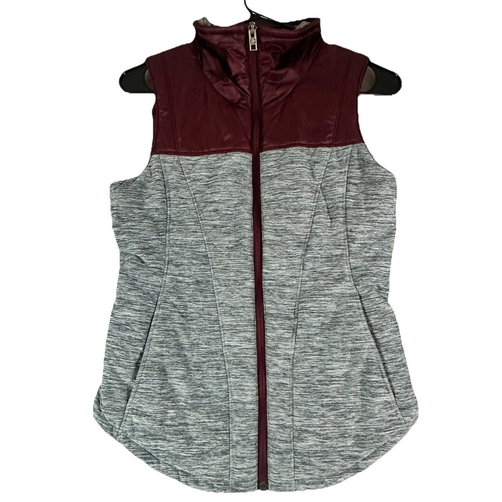 The North Face Vintage Pseudio Gray And Burgundy Quilted Puffer Vest Women's XS